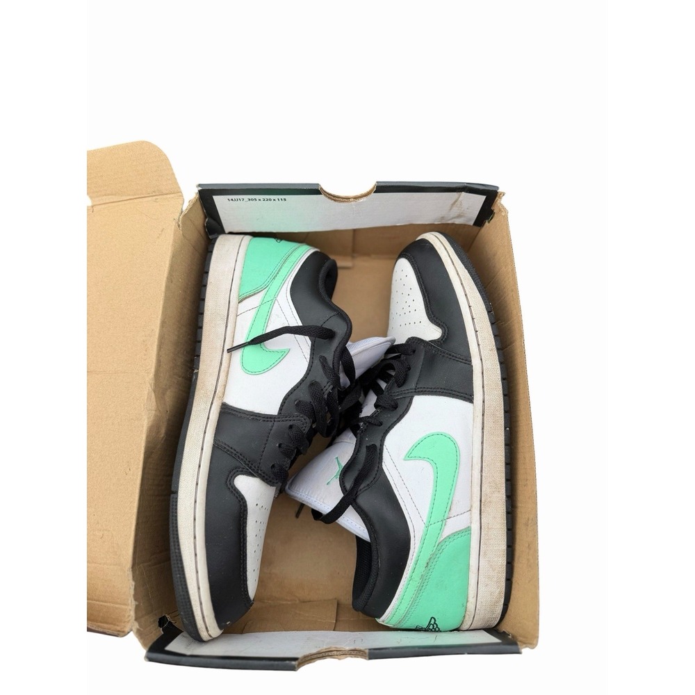 Jordan Air Jordan 1 Low Green Glow White/Black Men's Leather Sneakers 10.5